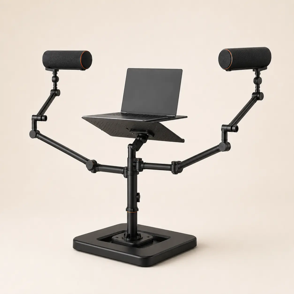 The complete AXIS 01 modular structure with laptop plane and stereo arms.